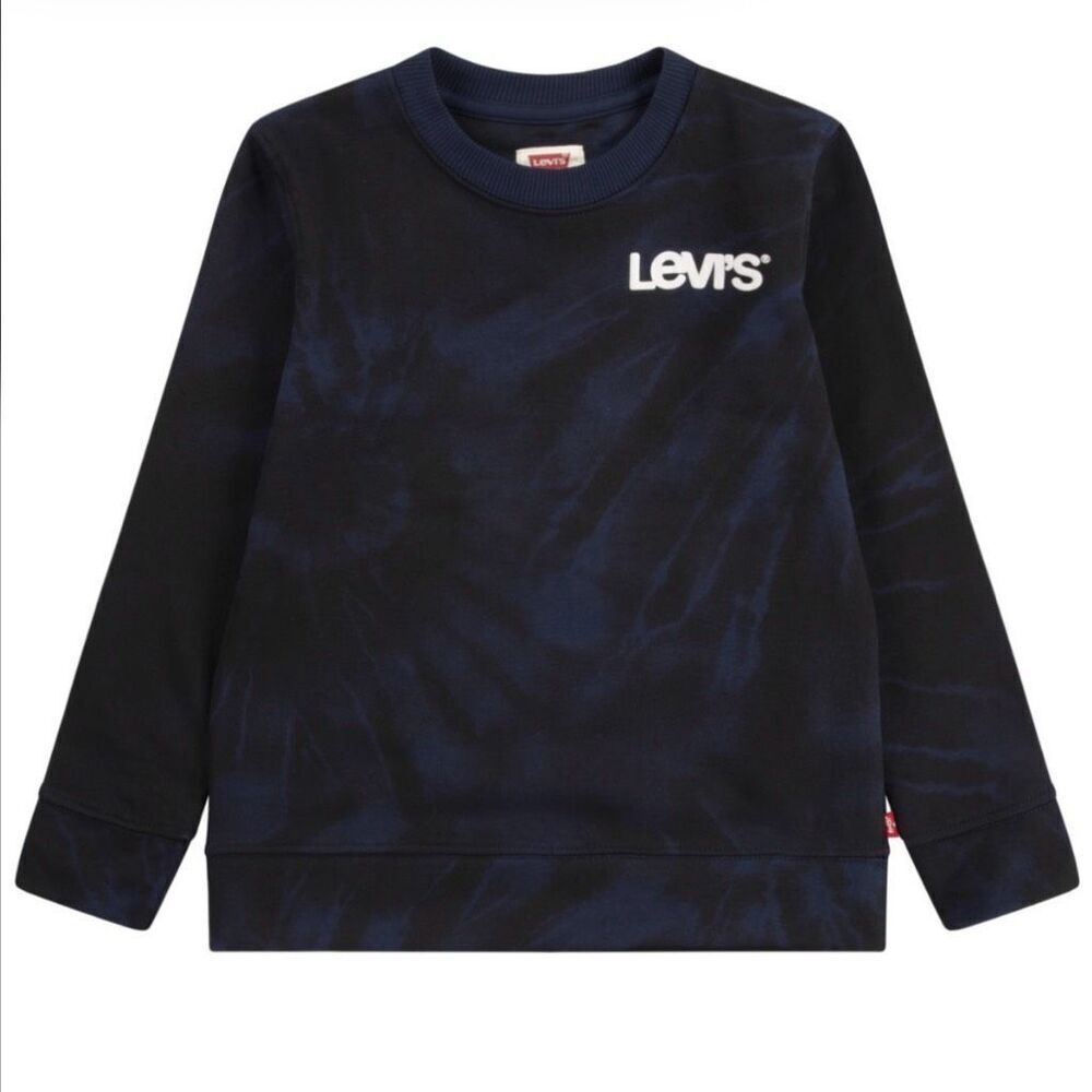 Levi's Little Boys Logo Crewneck Dark Blue Tie Dye Casual Sweatshirt Size 7 New
